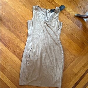 Armani Exchange Sleeveless Taupe Midi Sheath Dress